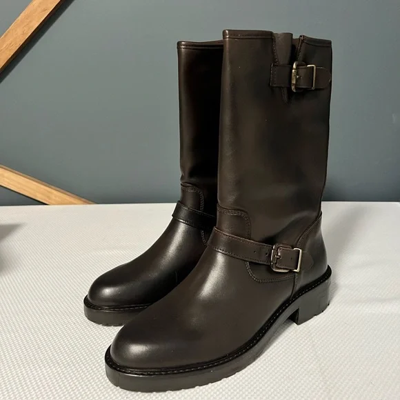 Osprey Long Brown Leather Boots Womens Osprey London Shoes New